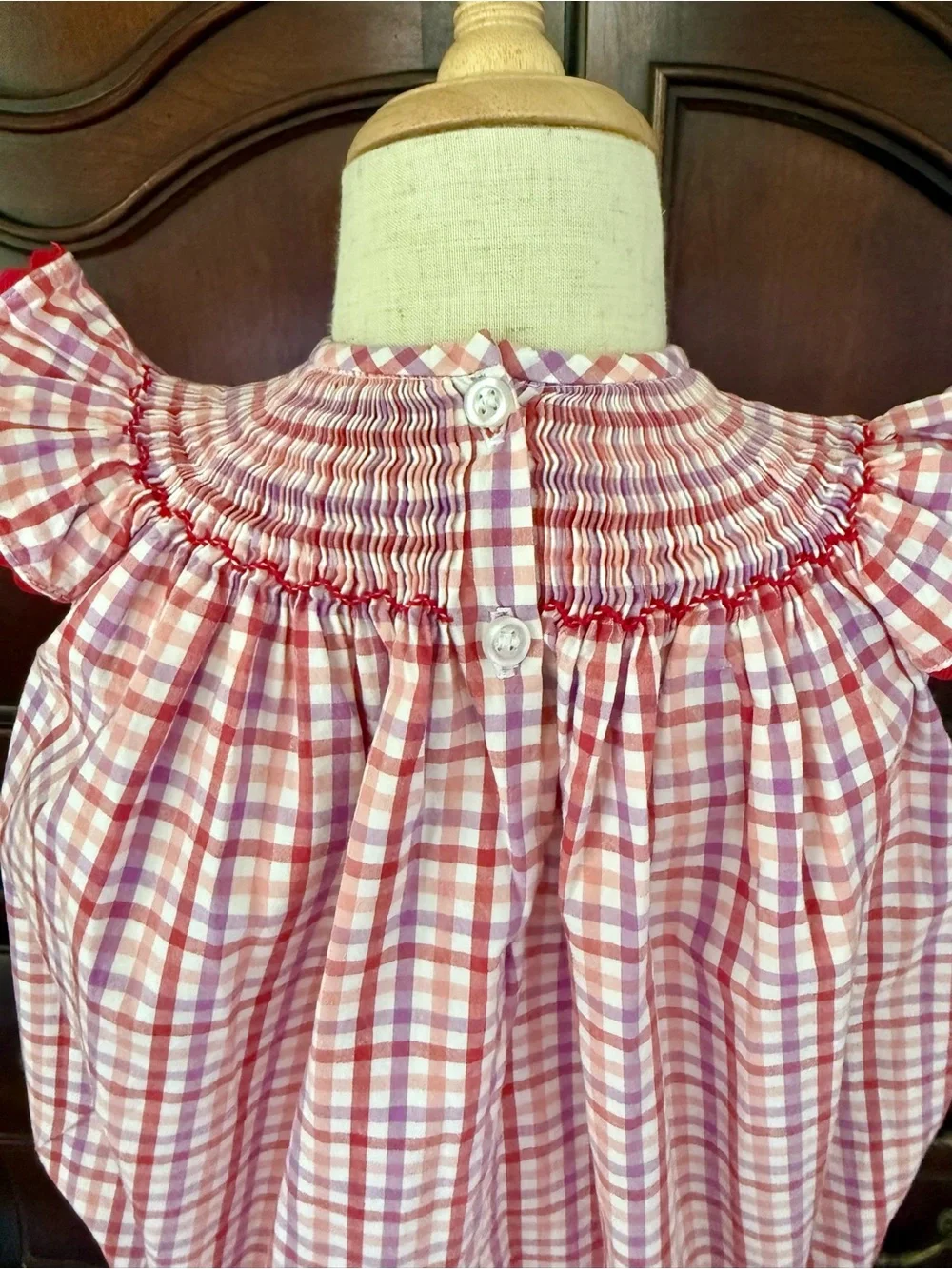 FINAL SALE Classic Whimsy Smocked Crab Bubble 24M Red Gingham Boutique Romper